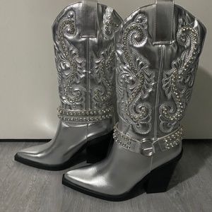 Silver Cowboy Boots